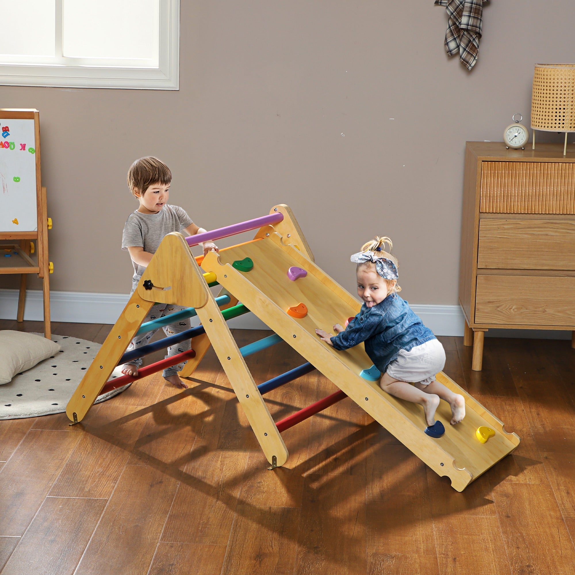 3-in-1 Wooden Play Triangle - Multicolour - Tiny Explorers Club
