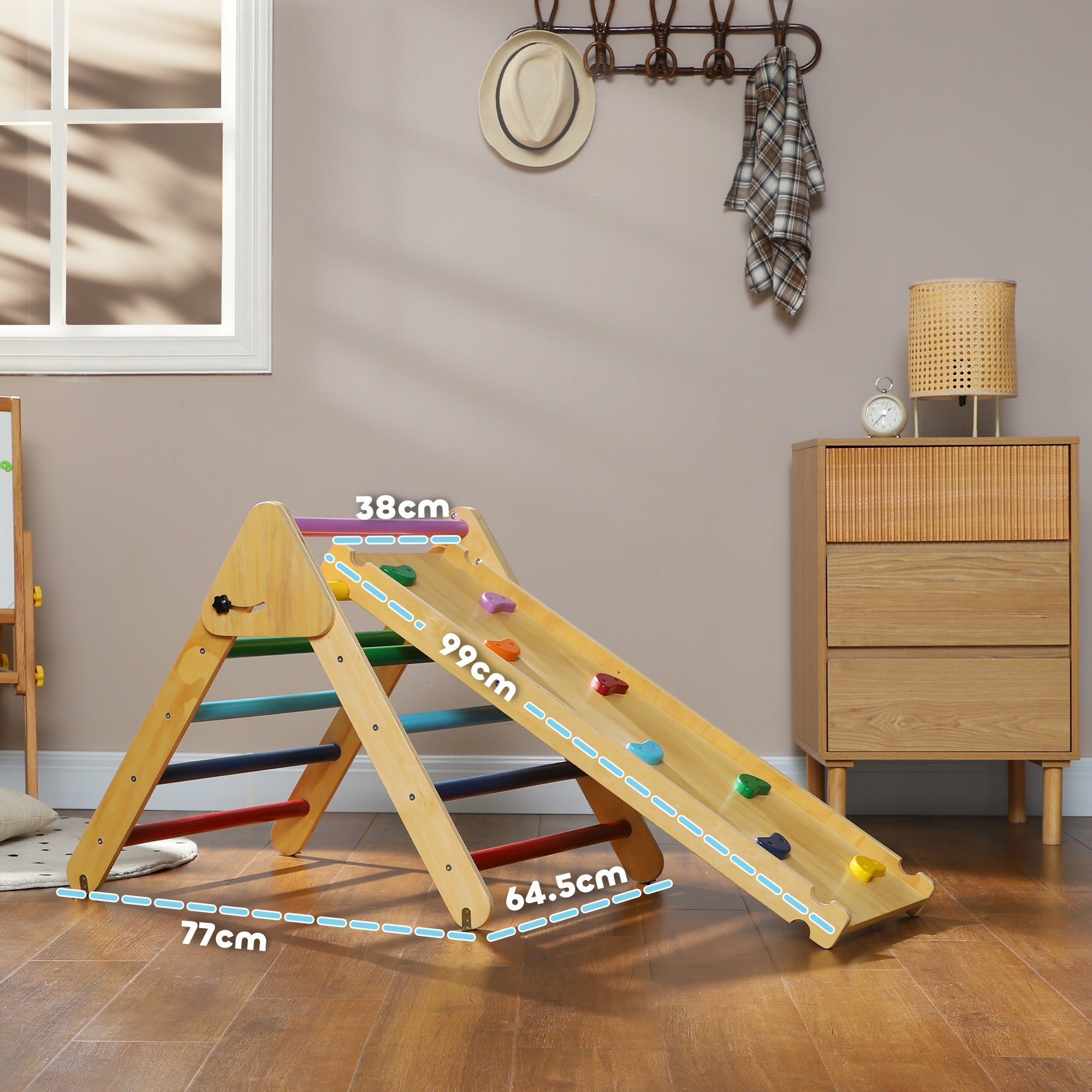 3-in-1 Wooden Play Triangle - Multicolour - Tiny Explorers Club