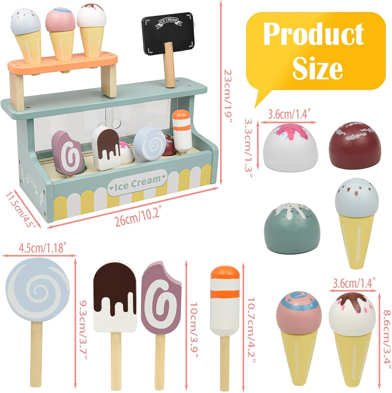 Montessori Wooden Ice Cream Shop | Pretend Play Ice Cream Stand