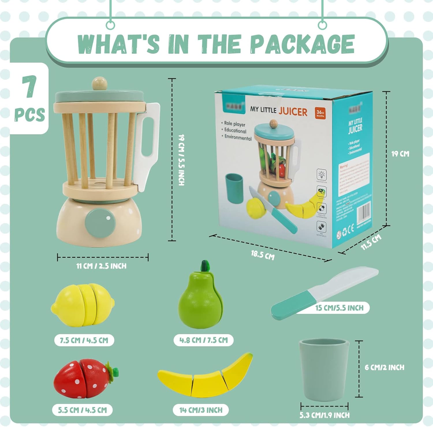 Montessori Wooden Blender Set | Pretend Play Smoothie Maker