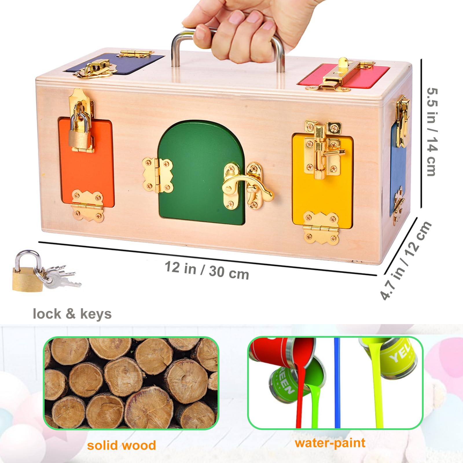 Wooden Lock Box for Toddlers | Montessori Problem Solving Activity Toy