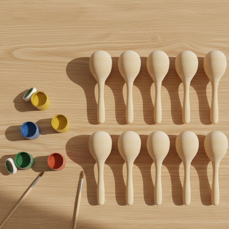 8Pcs Wood Maracas DIY Craft Toys For DIY Painting Music M - Tiny Explorers Club