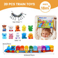 Wooden Farm Animal Train Set | Colour Matching, Finger Puppets & Lock Activity Toy