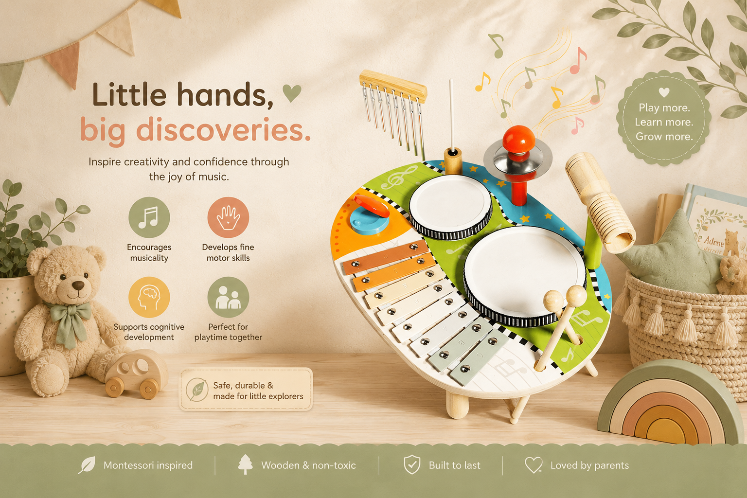 Wooden Music Station | Montessori Musical Toy for Children