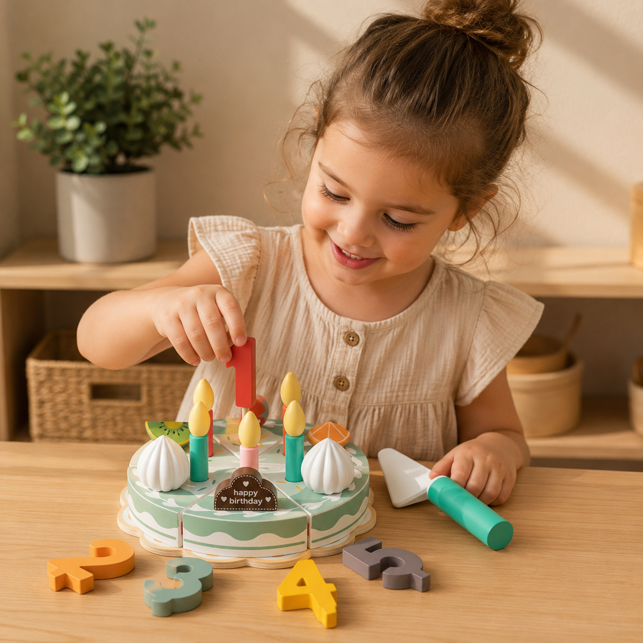 Montessori Wooden Birthday Cake Set | Pretend Play Celebration Toy