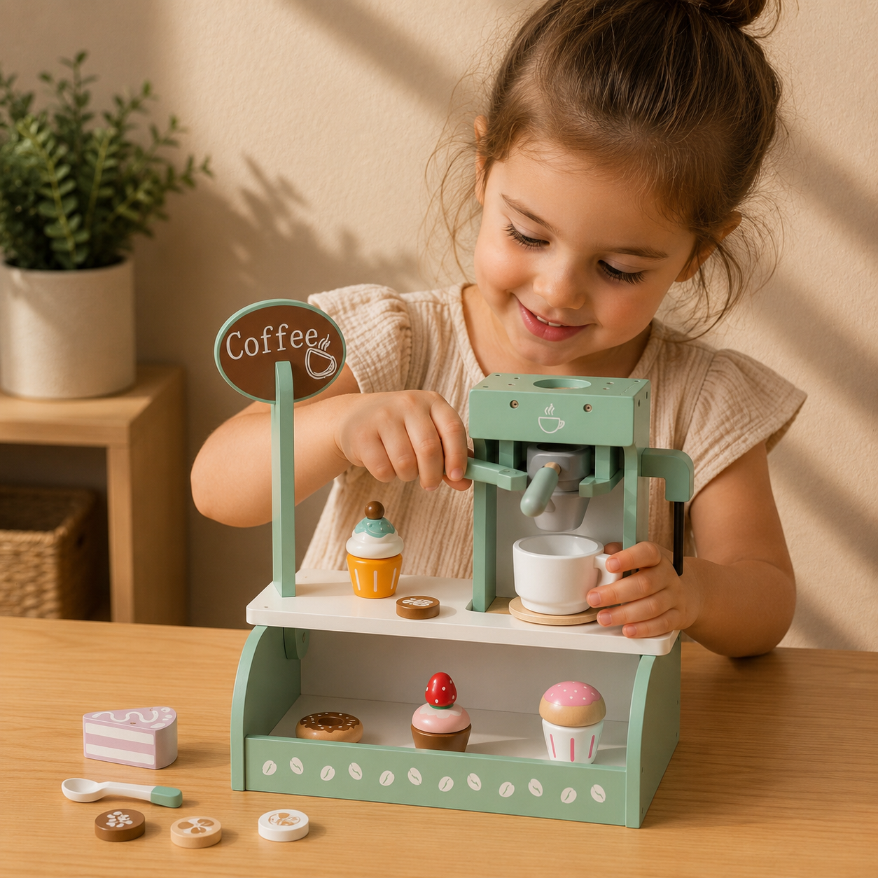 Montessori Wooden Coffee Shop Set | Pretend Play Café Toy