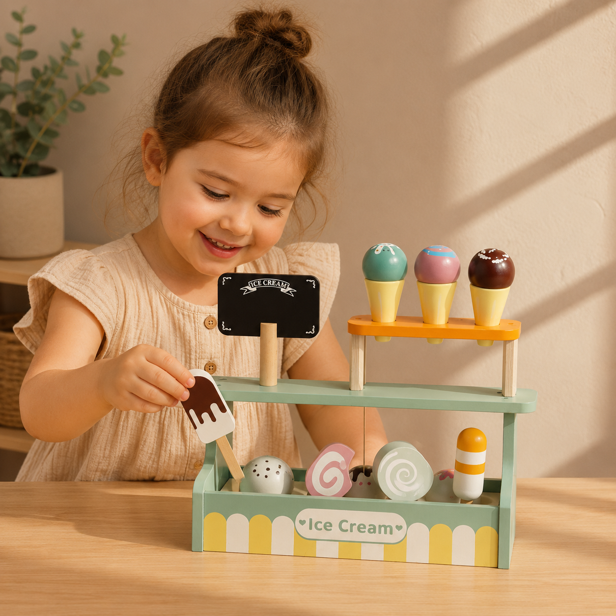Montessori Wooden Ice Cream Shop | Pretend Play Ice Cream Stand