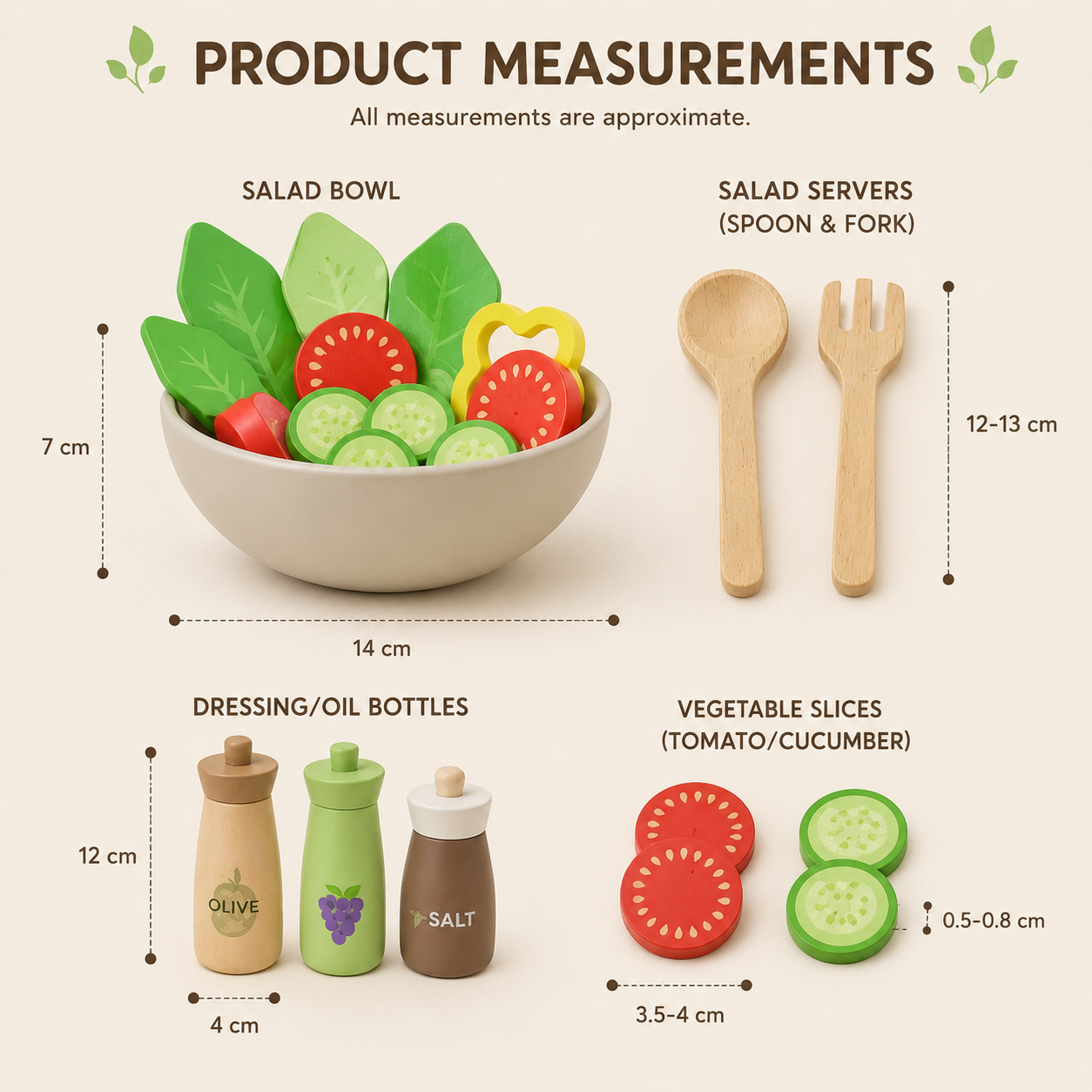 Montessori Wooden Salad Set | Pretend Play Healthy Food Toy