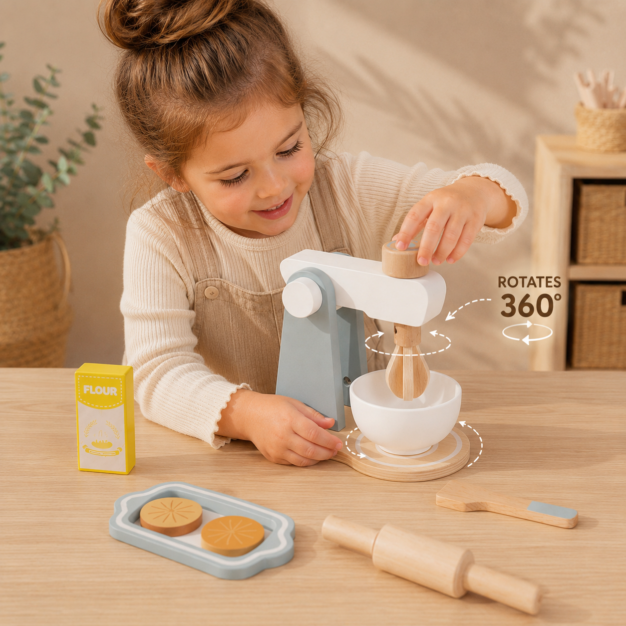 Montessori Wooden Stand Mixer Set | Pretend Play Baking Toy