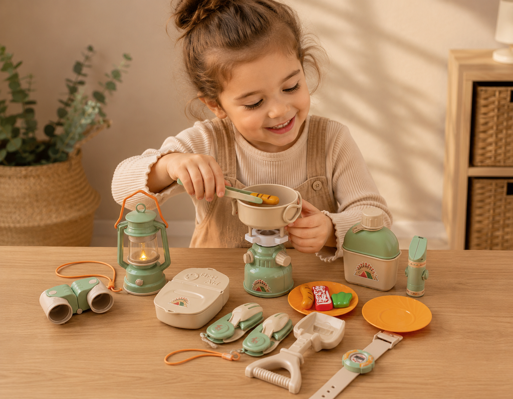 Montessori Wooden Camping Adventure Set | Pretend Play Outdoor Explorer Toy