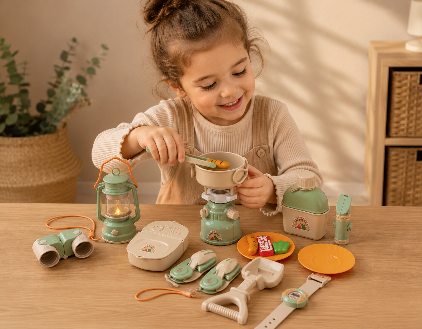 Montessori Wooden Camping Adventure Set | Pretend Play Outdoor Explorer Toy