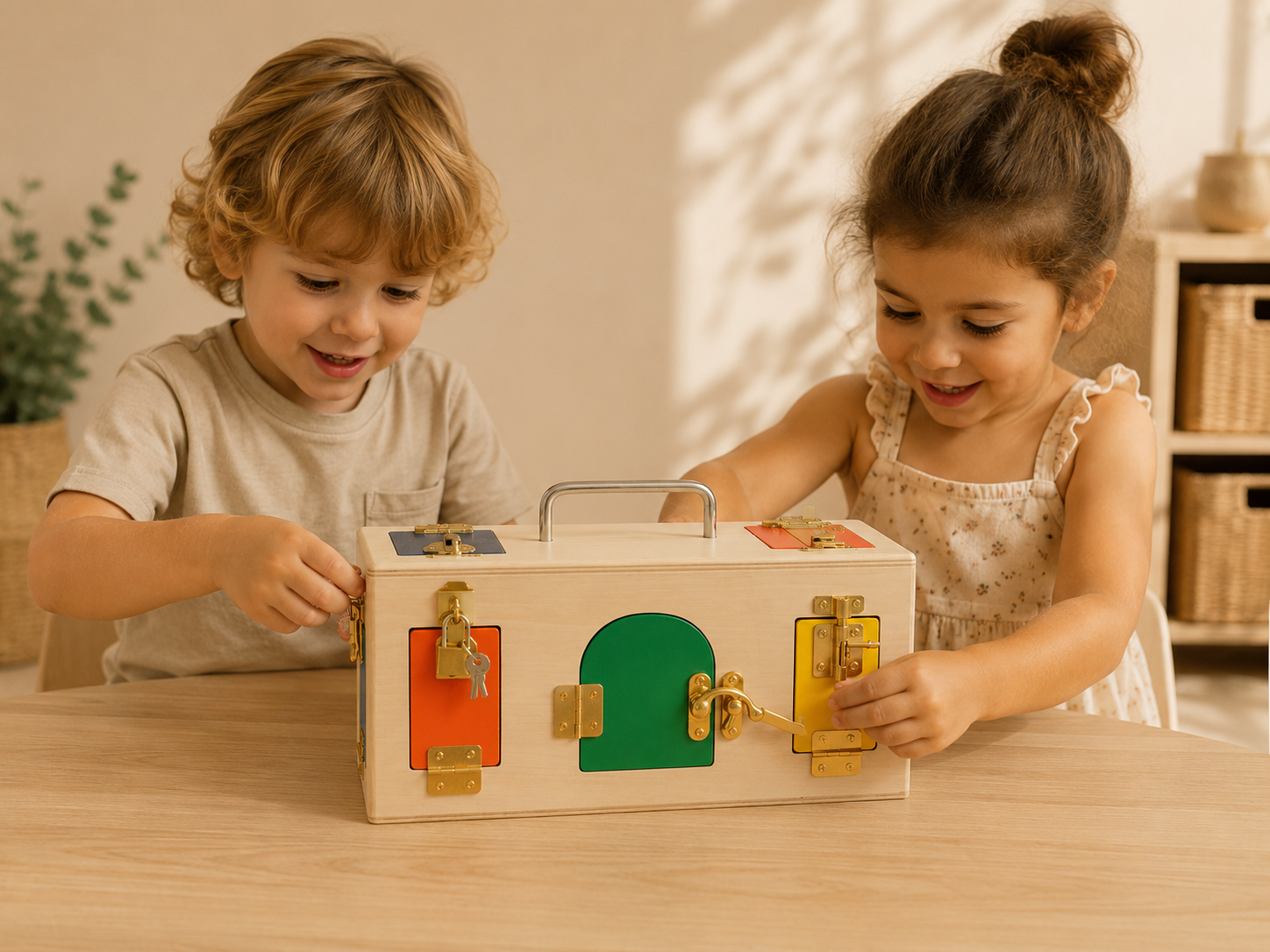 Wooden Lock Box for Toddlers | Montessori Problem Solving Activity Toy