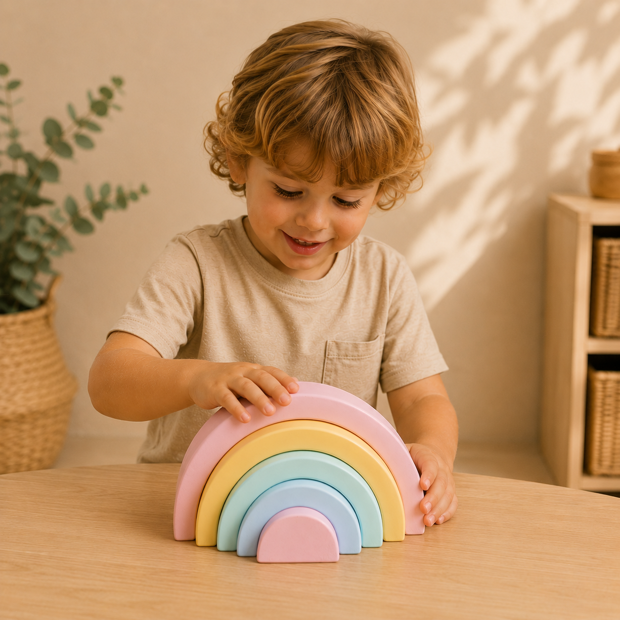 Silicone Rainbow Stacking Toy | Montessori Sensory Building Toy for Babies