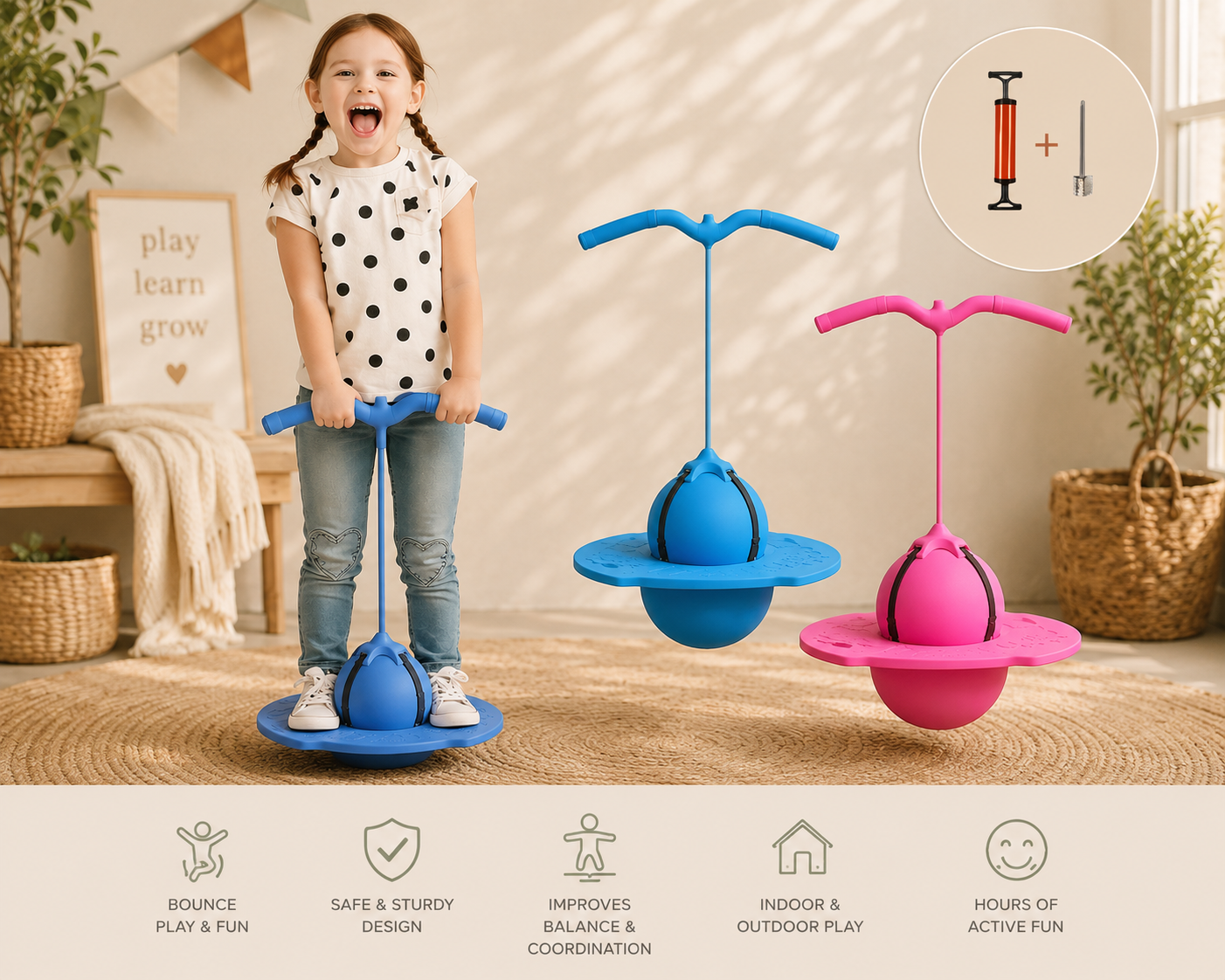 Kids Pogo Jumper Frog | Foam Bouncing Toy for Balance & Active Play