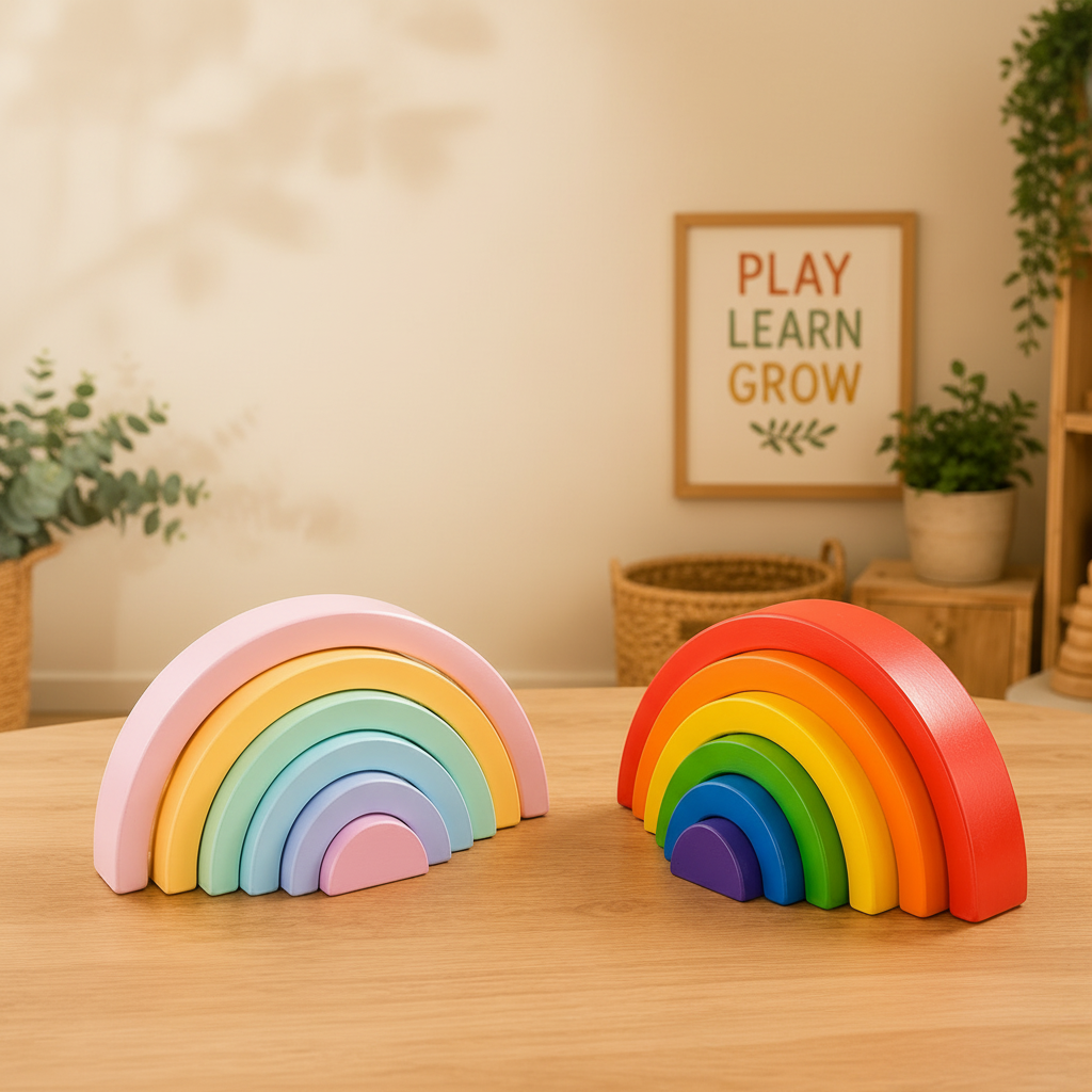 Silicone Rainbow Stacking Toy | Montessori Sensory Building Toy for Babies