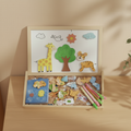 Wooden Magnetic Drawing Board | Portable Easel with 100+ Magnetic Letters & Numbers