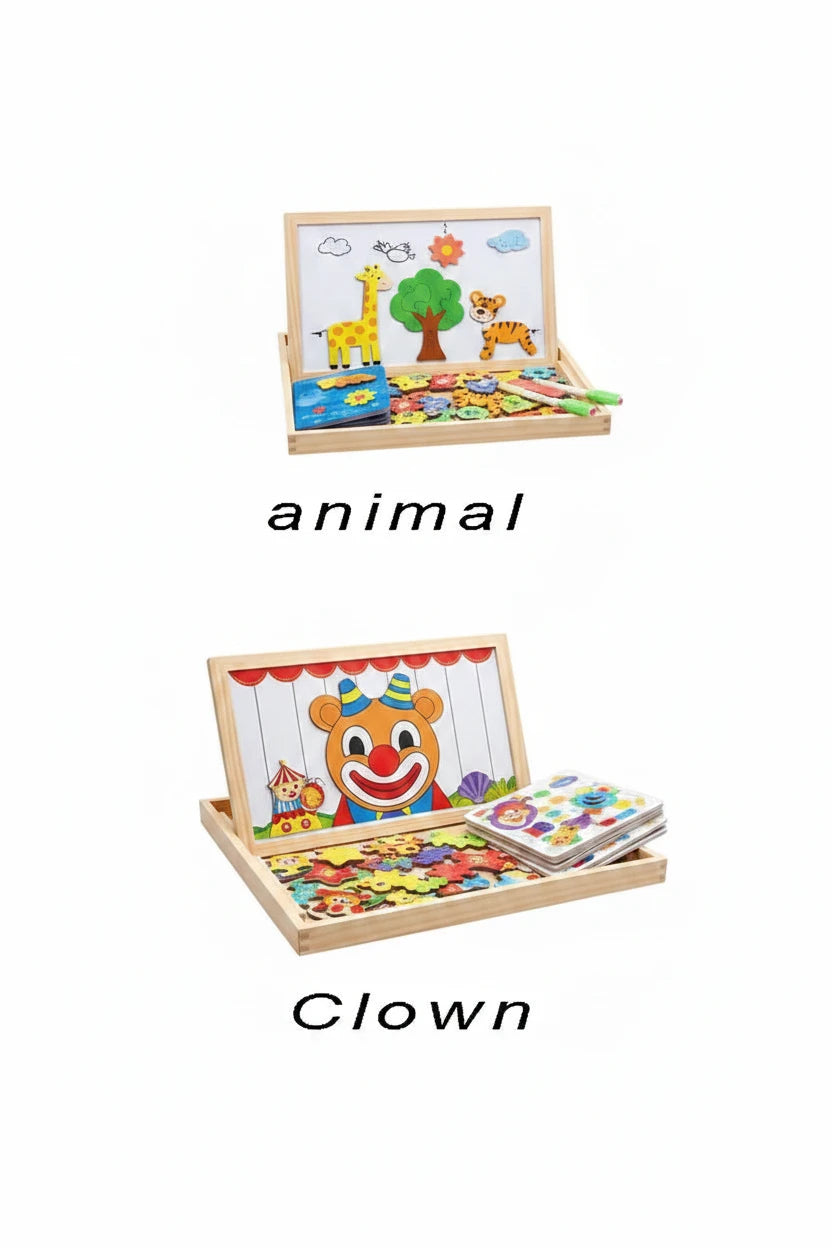 Wooden Magnetic Drawing Board | Portable Easel with 100+ Magnetic Letters & Numbers