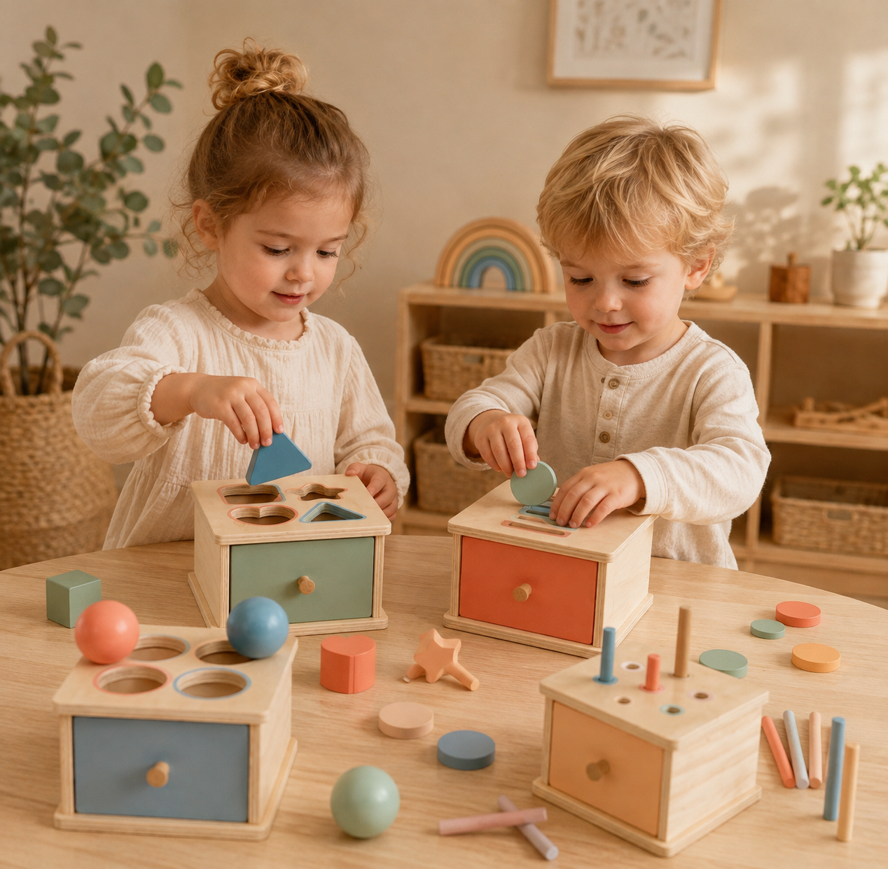 Wooden Colour & Shape Sorting Box | Montessori Learning Toy for Toddlers