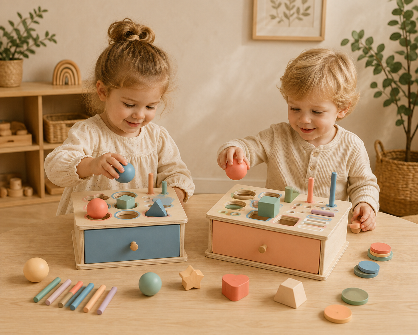 Wooden Colour & Shape Sorting Box | Montessori Learning Toy for Toddlers