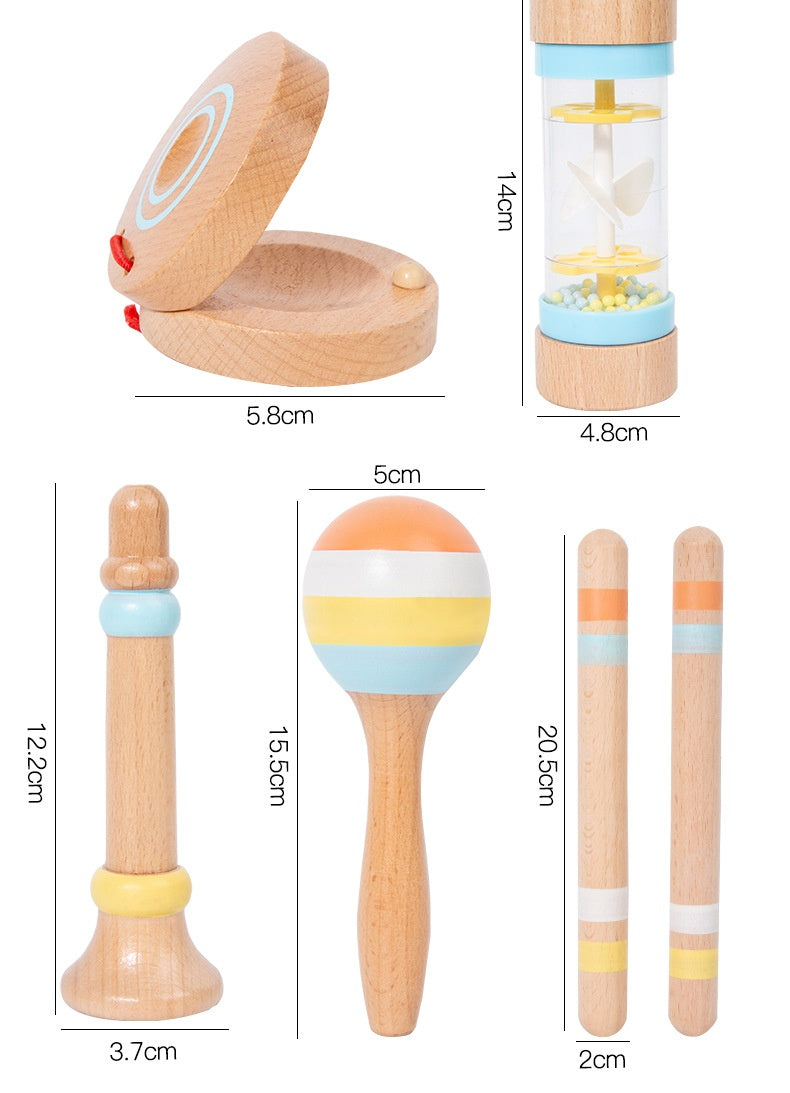 Nine-piece Wooden Early-learning Musical Instrument Set
