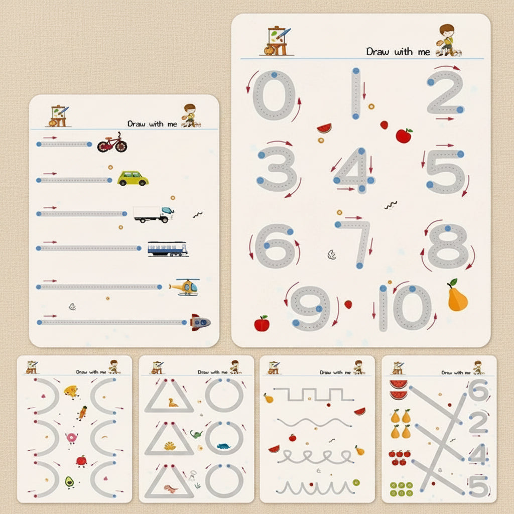 Reusable Learning Workbook for Kids | Wipe Clean Activity Book (34 Pages)