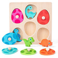Wooden Dinosaur Peg Puzzle | Montessori Matching & Colour Sorting Toy