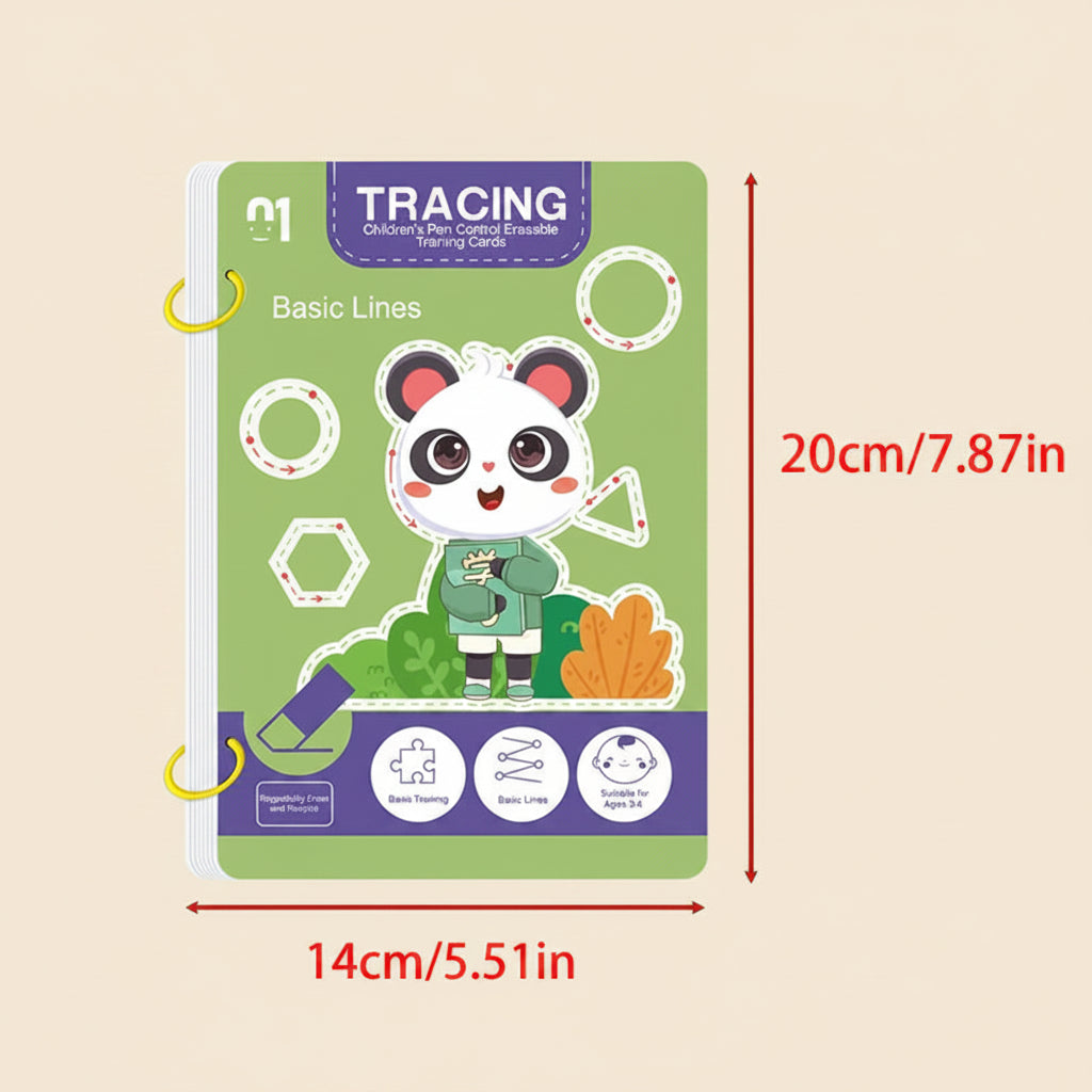Reusable Learning Workbook for Kids | Wipe Clean Activity Book (34 Pages)