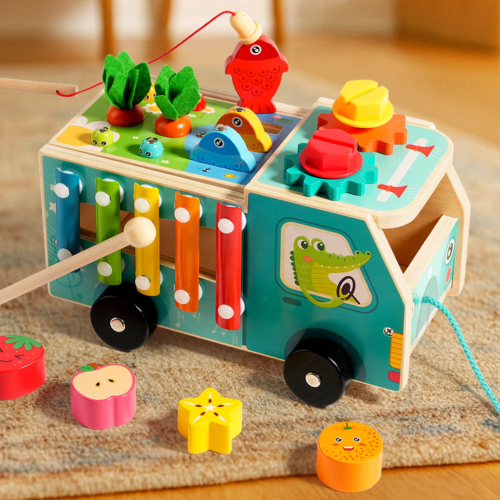 Wooden Farm Shape Sorting Truck | Montessori Animal Sorting Toy for Toddlers