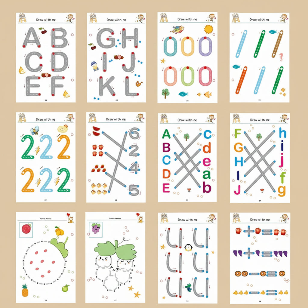 Reusable Learning Workbook for Kids | Wipe Clean Activity Book (34 Pages)