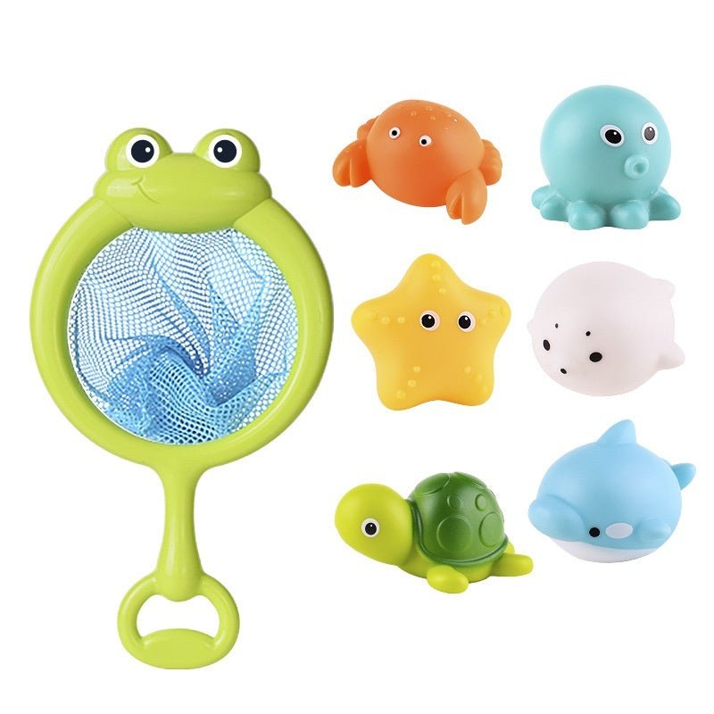Baby Bath Toys Turtle Sprinkler Net Fish Catching Shark - Tiny Explorers Club