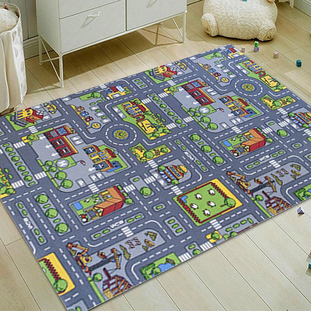 Children's Village Road Map Rug 80 X 120cm - Tiny Explorers Club