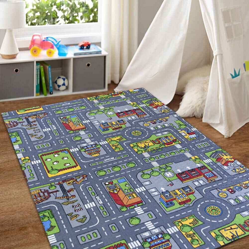 Children's Village Road Map Rug 80 X 120cm - Tiny Explorers Club