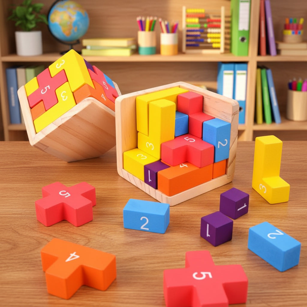 Colorful Wooden Blocks Puzzles - Tiny Explorers Club
