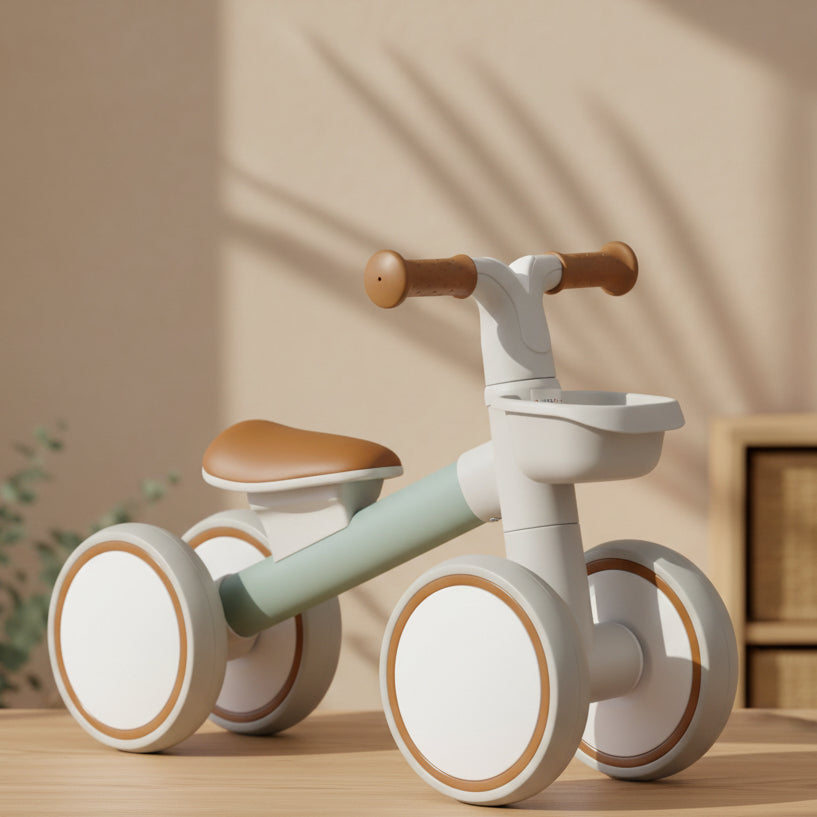 Kids Balance Bike For 1-3 Years Old With Adjustable Seat, Silent Wheels, Green - Tiny Explorers Club