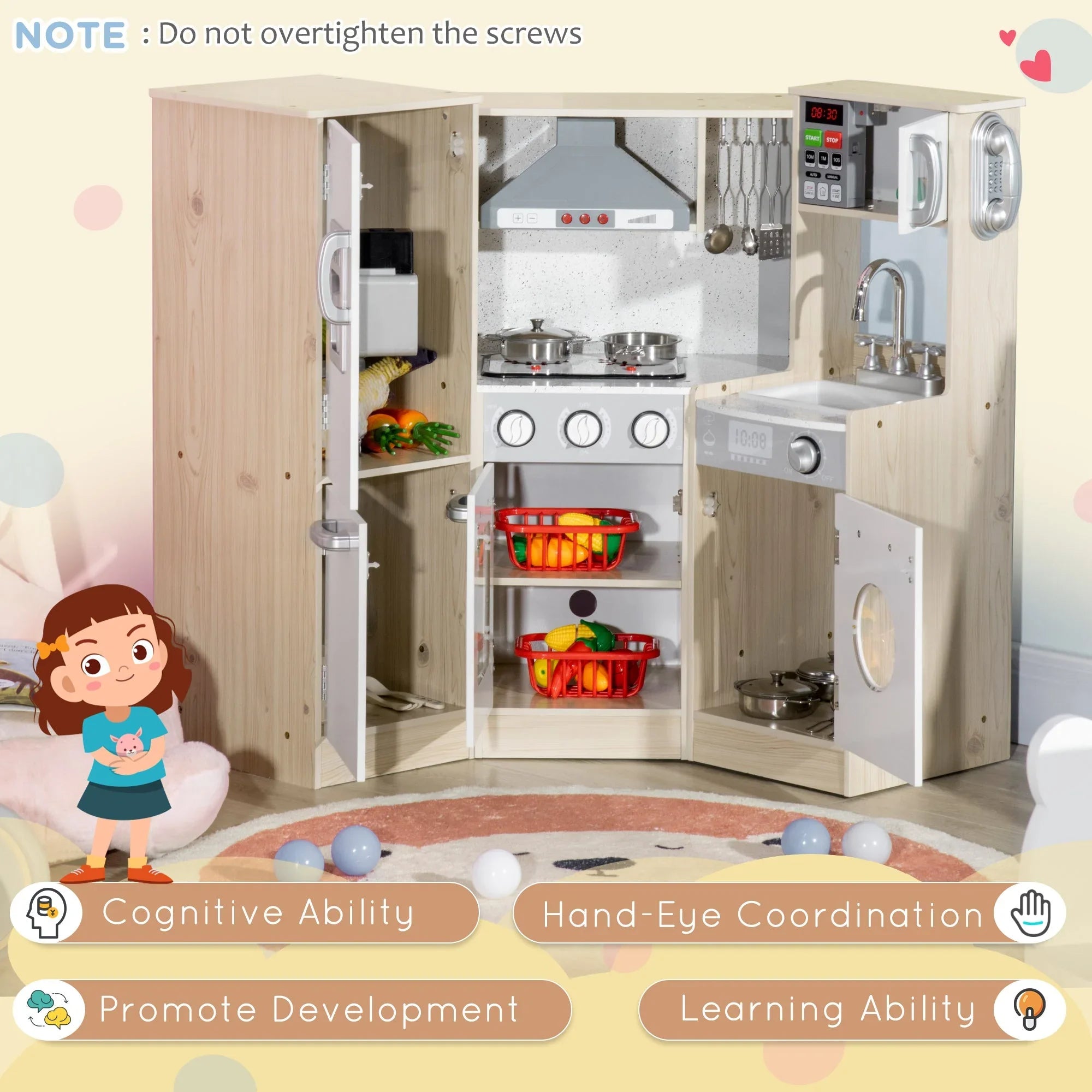 Kids Kitchen Playset, With Accessories, Storage Space - Tiny Explorers Club