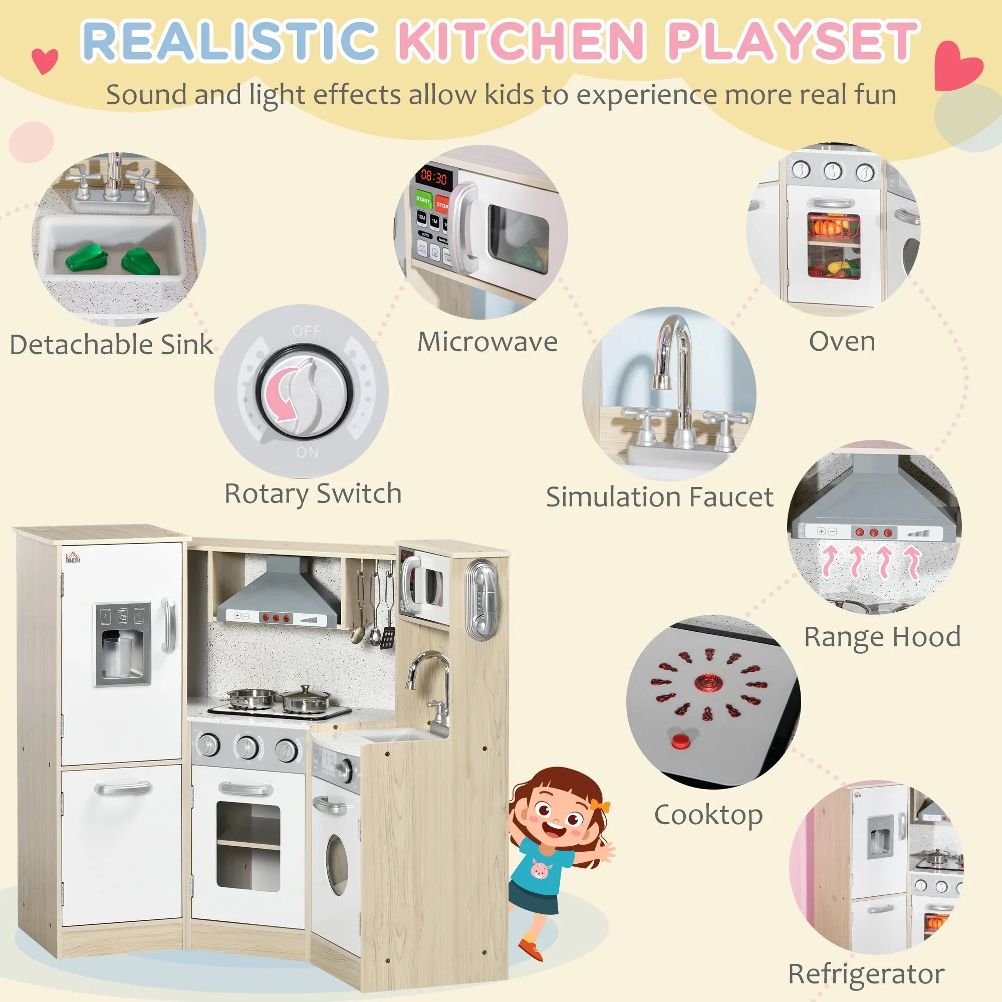 Kids Kitchen Playset, With Accessories, Storage Space - Tiny Explorers Club