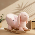 Kids Rocking Rabbit, Plush Rocking Horse Ride-On W/ Sound, Wood Base, Seatbelt, Pink - Tiny Explorers Club