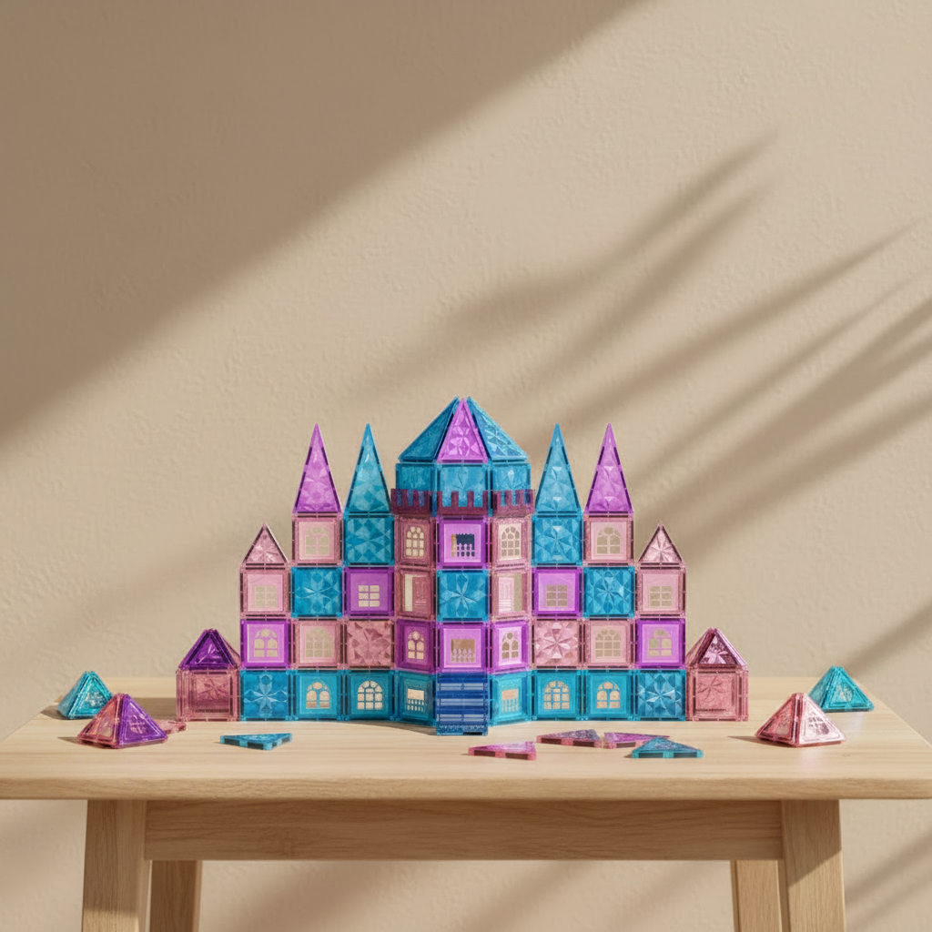 Magnetic Ice Castle Building Tiles | STEM Construction Toy Set for Kids