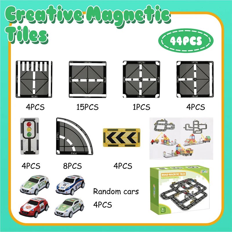 Magnetic Tiles Road Set with Pullback Car - Tiny Explorers Club