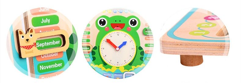 Montessori Wooden Toys Baby Weather Season Calendar Clock - Teaching Aid for Children - Tiny Explorers Club
