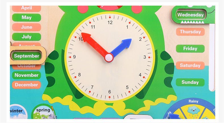Montessori Wooden Toys Baby Weather Season Calendar Clock - Teaching Aid for Children - Tiny Explorers Club