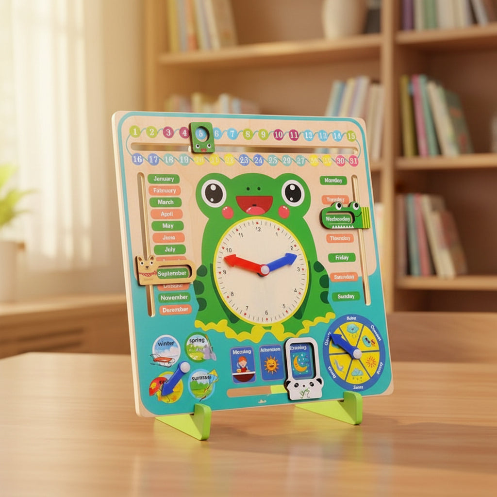 Montessori Wooden Toys Baby Weather Season Calendar Clock - Teaching Aid for Children - Tiny Explorers Club