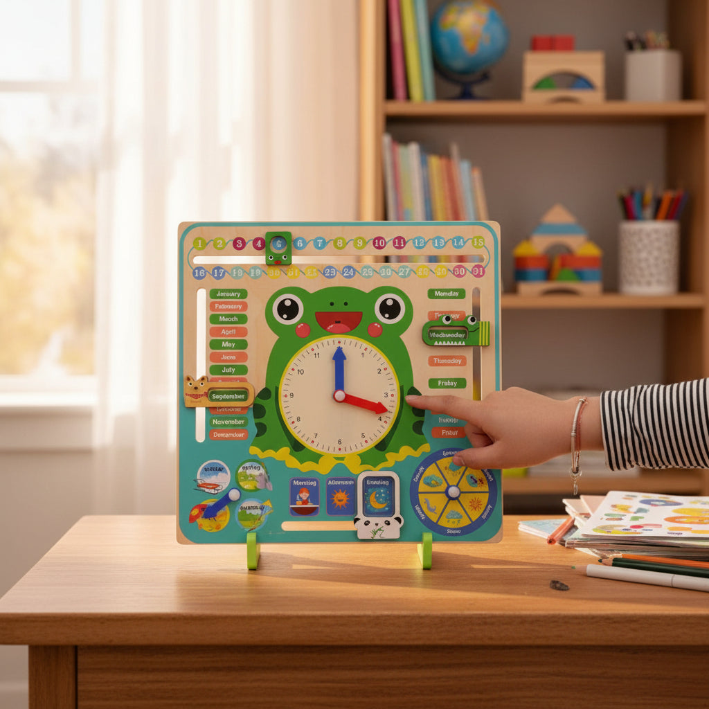 Montessori Wooden Toys Baby Weather Season Calendar Clock - Teaching Aid for Children - Tiny Explorers Club