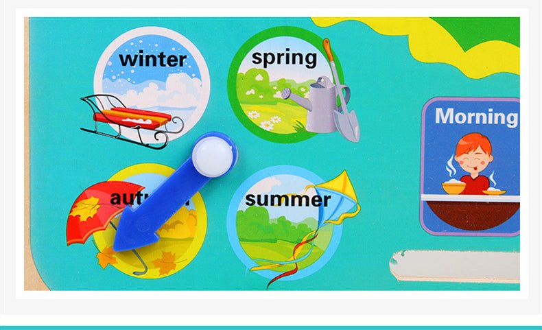 Montessori Wooden Toys Baby Weather Season Calendar Clock - Teaching Aid for Children - Tiny Explorers Club