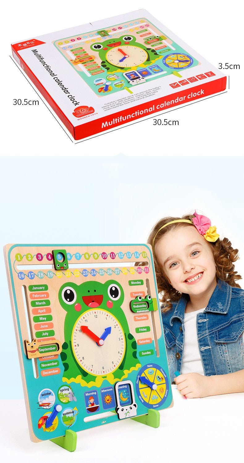 Montessori Wooden Toys Baby Weather Season Calendar Clock - Teaching Aid for Children - Tiny Explorers Club