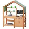 Mud Kitchen For Kids, Wooden Toy Play Kitchen Set With Accessories, Outdoor Toddler Grocery Store Playset, Pretend Play Kitchen With Stoves, Planter Boxes, Sink, Faucet, Blackboard, Cookware Pot - Tiny Explorers Club