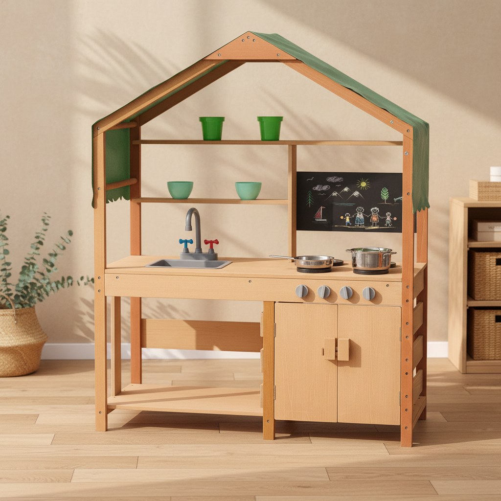 Montessori Wooden Mud Kitchen | Outdoor Pretend Play Kitchen