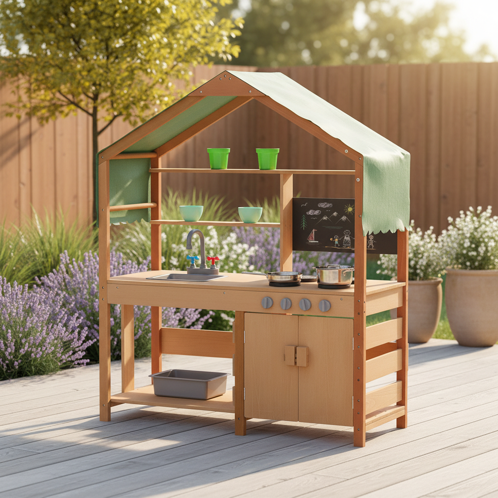Montessori Wooden Mud Kitchen | Outdoor Pretend Play Kitchen
