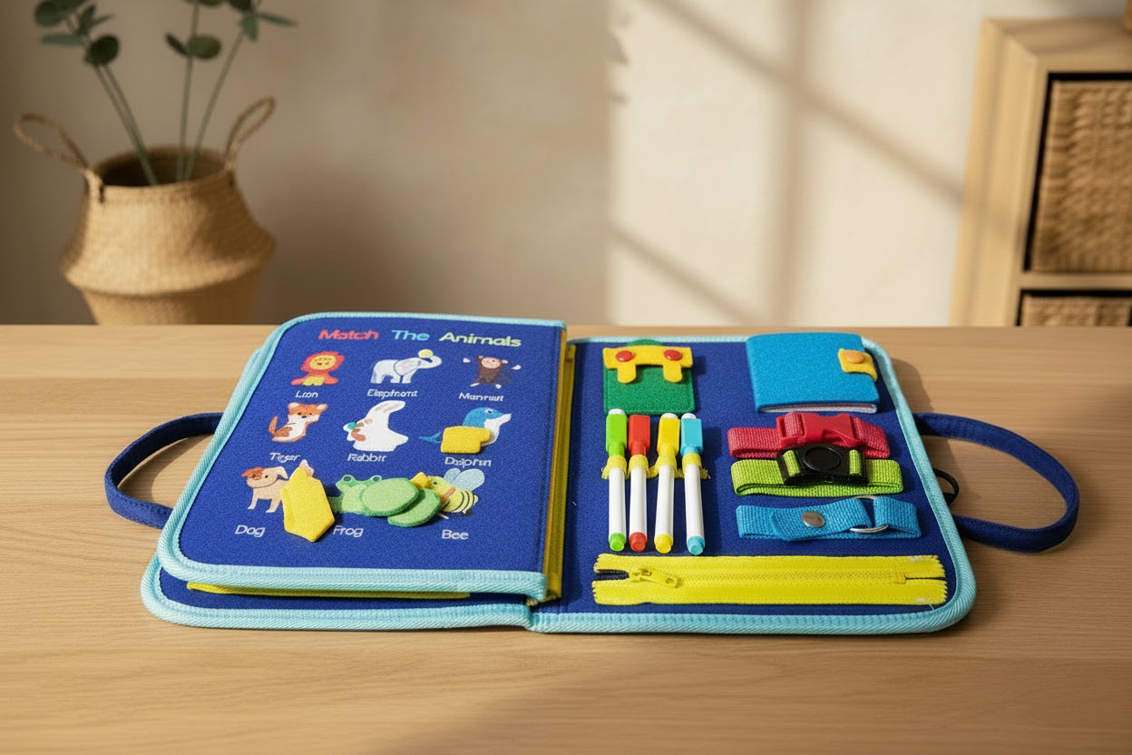 Toddler Busy Board Montessori Book - Tiny Explorers Club