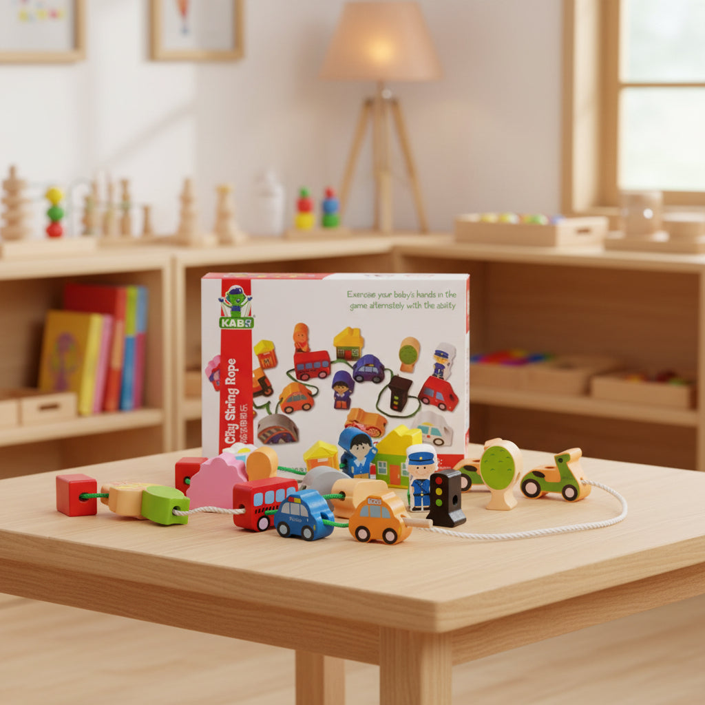 Transport Treading Toy - Wooden Educational Montessori Learning - Tiny Explorers Club